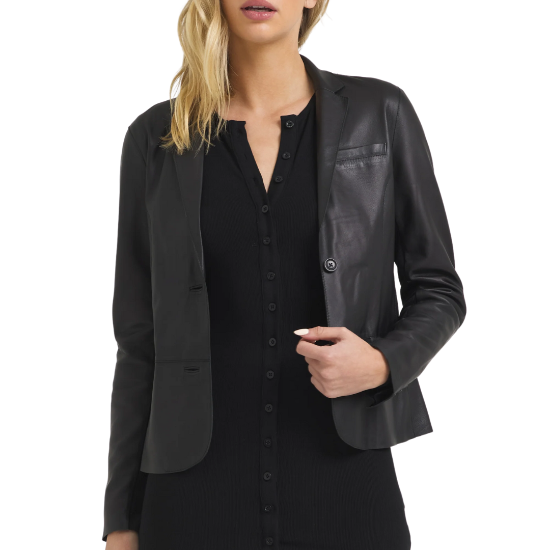 Allison Burnished Leather Jacket in Black