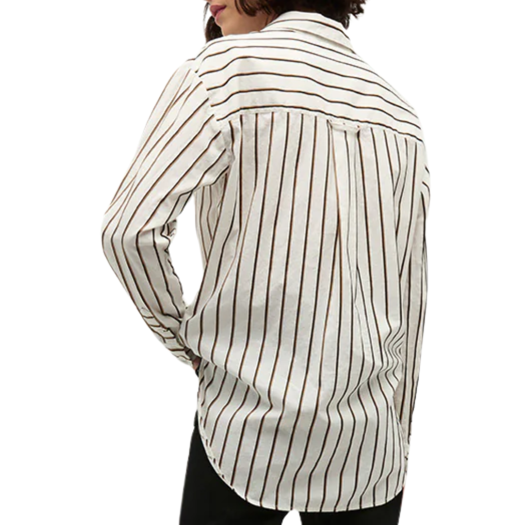 Keiko Stretch-Cotton Button-Down Shirt in Ivory Multi