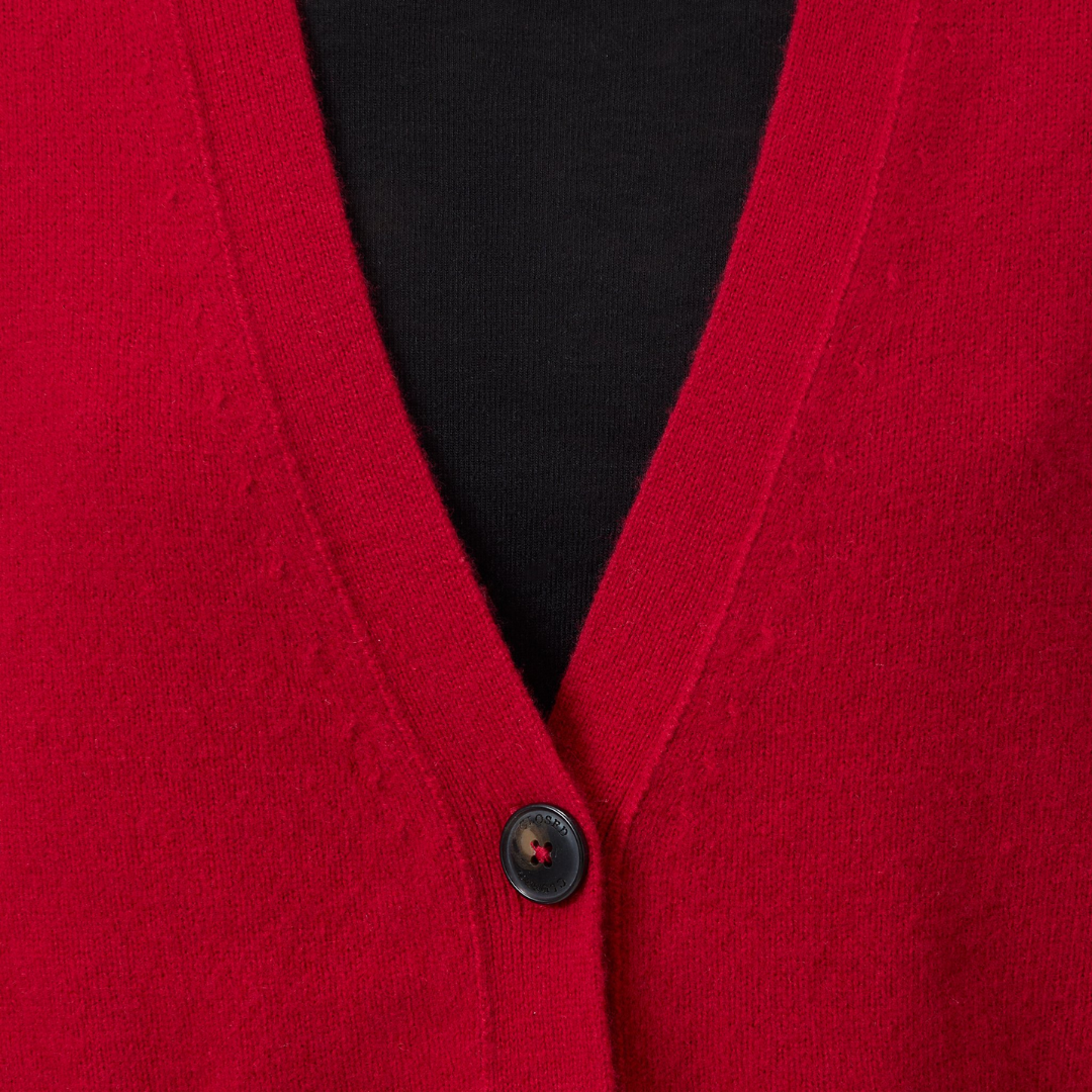 Wool Cardigan in Chili Pepper Red