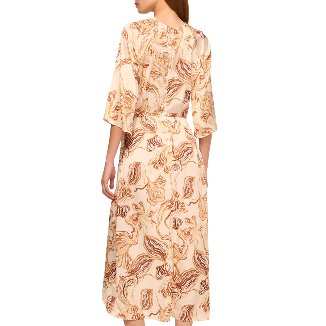 Adina Dress in Golden Straw Satin