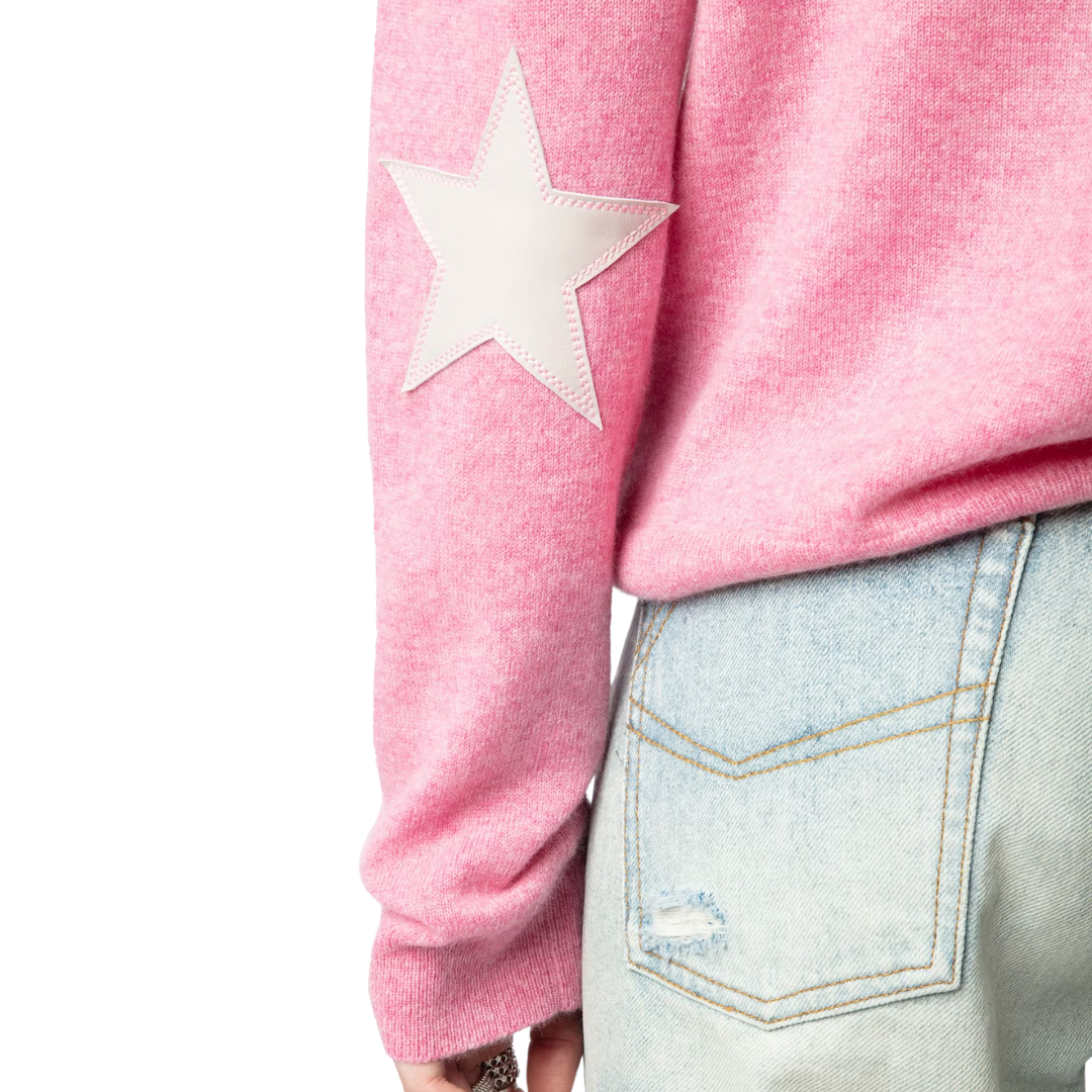 Vivi Patch Cashmere Sweater in Phlox