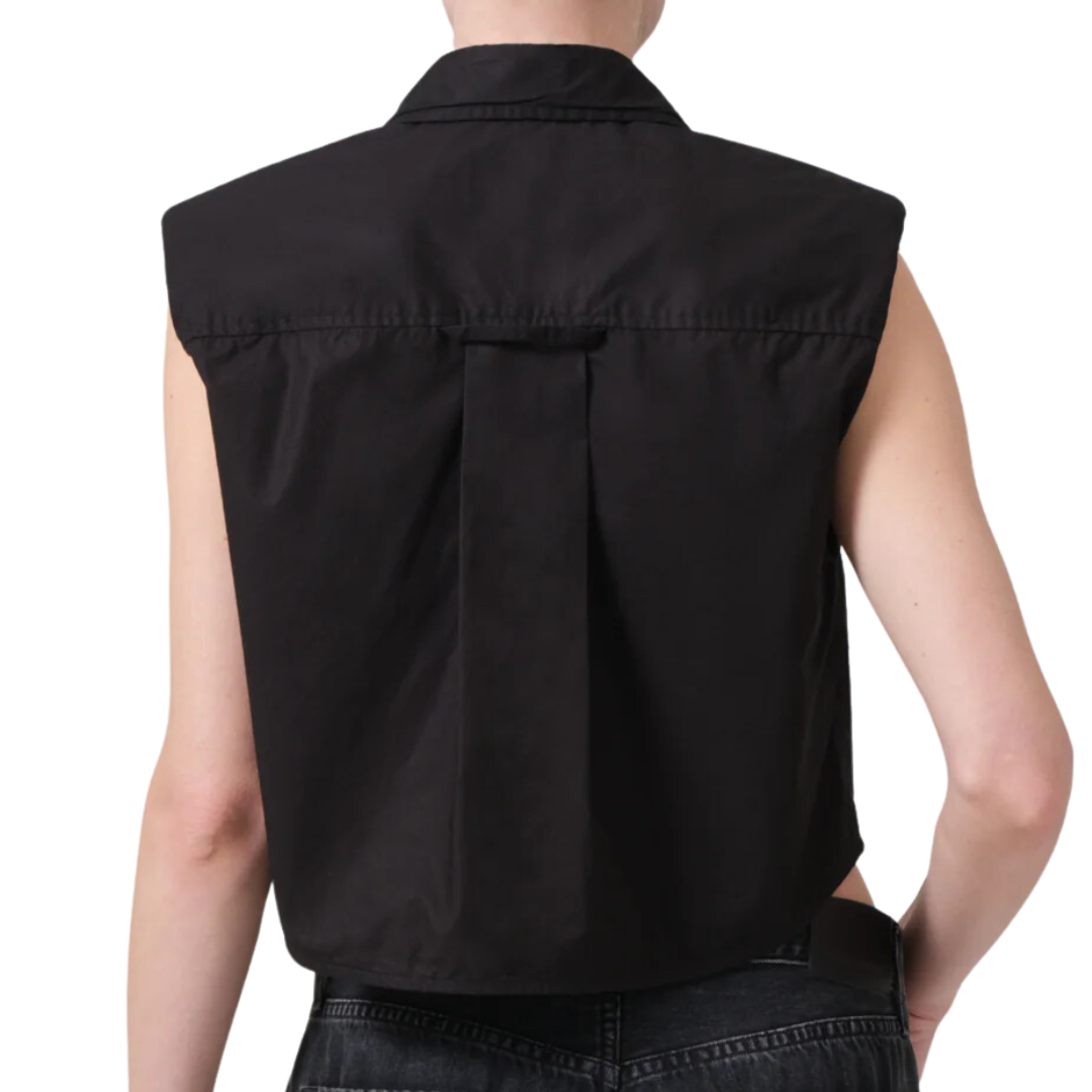 Anders Sleeveless With Shoulder Pads in Black