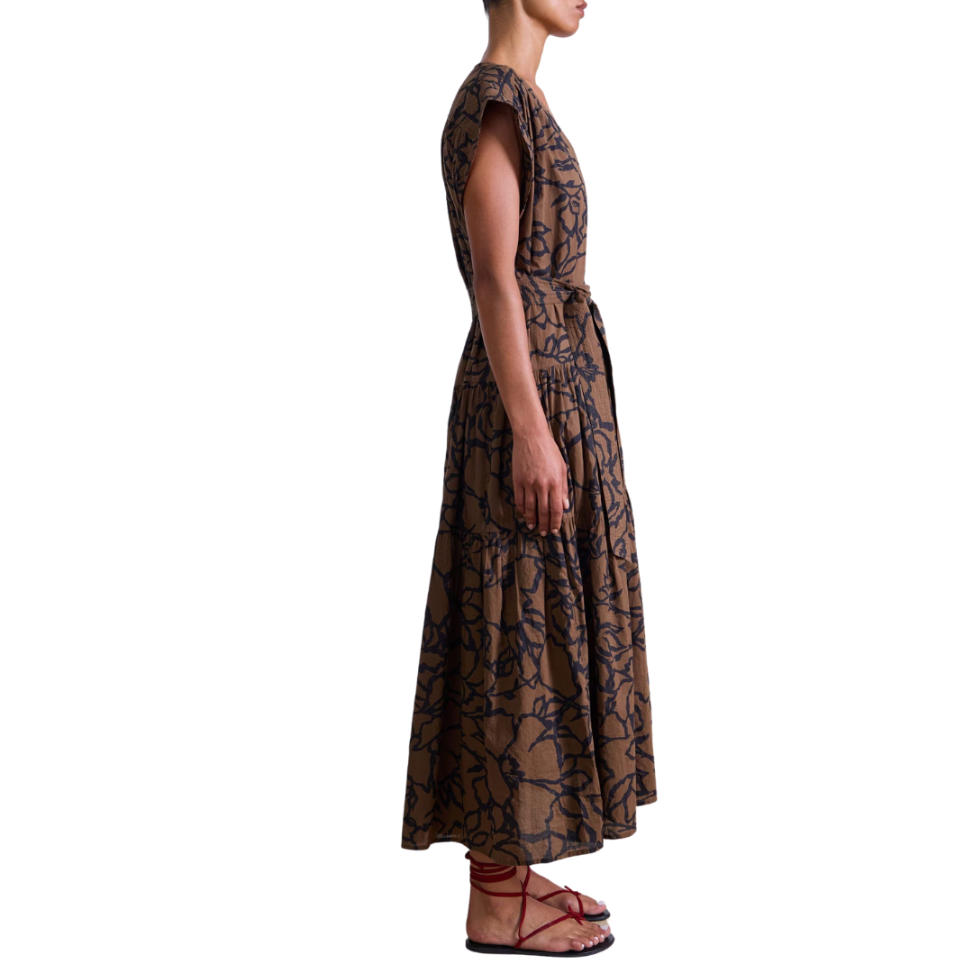 Agathe Tiered Maxi in Large Lace Floral Chocolate