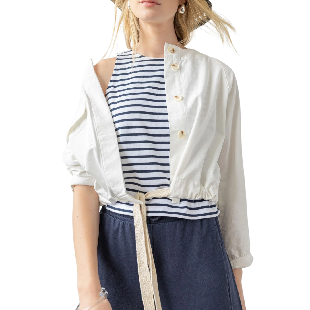 Drawstring Waist Jacket in White