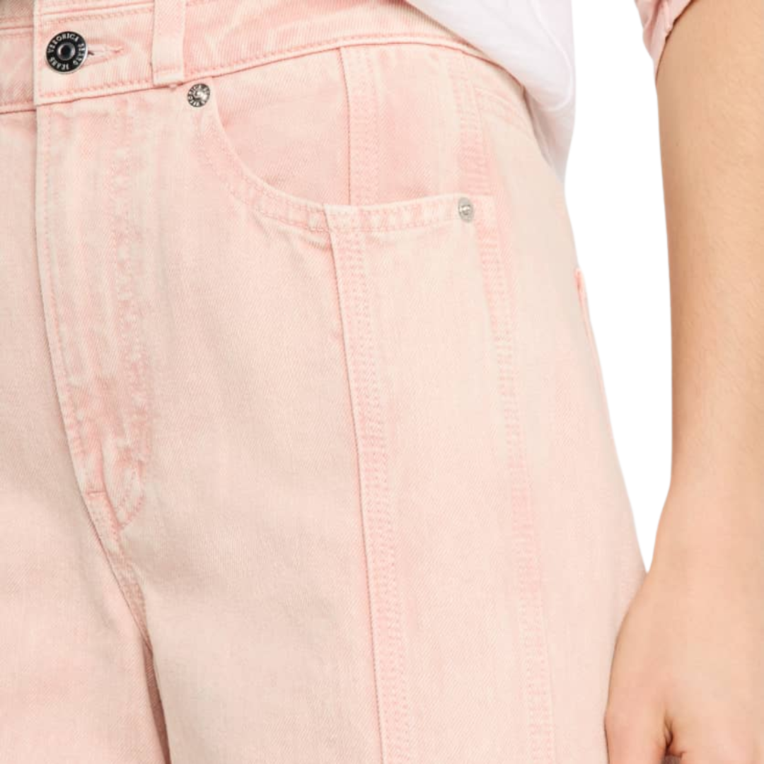Taylor Cropped Wide-Leg Jean in Stoned Pink Shell