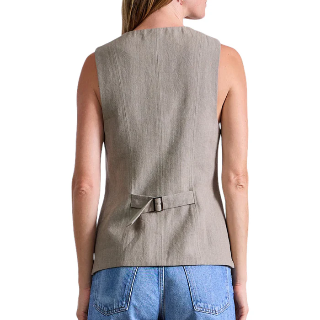 Helena V-Neck Vest in Moss