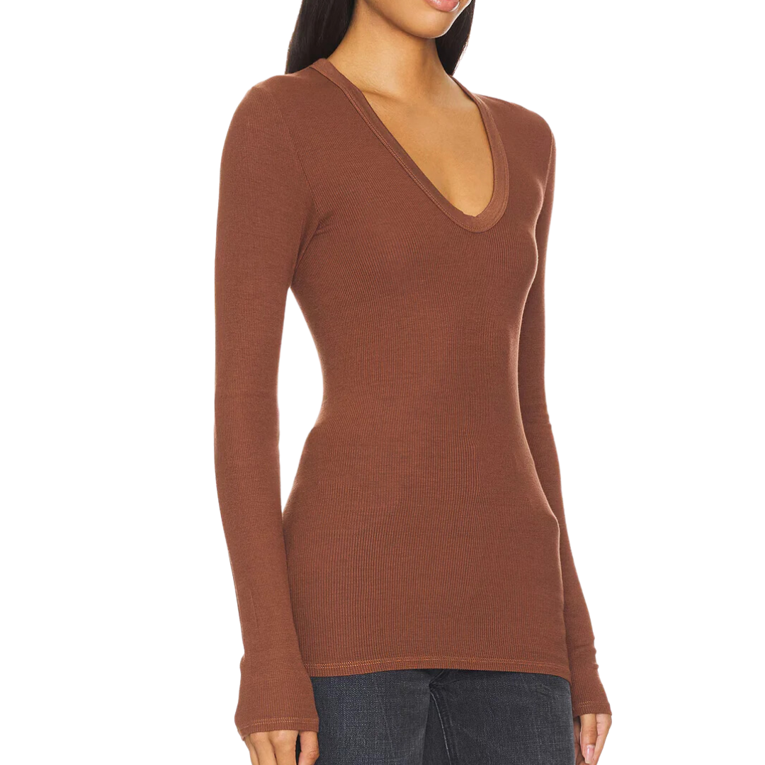 Silk Rib L/S U in Nutshell
