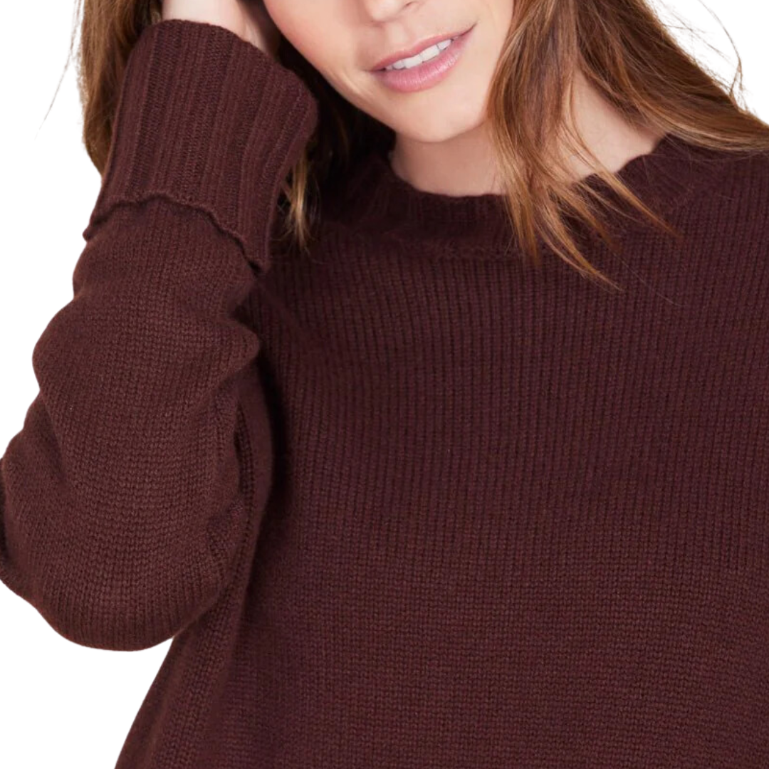 Mila Pure Cashmere Crewneck Sweater in Currant
