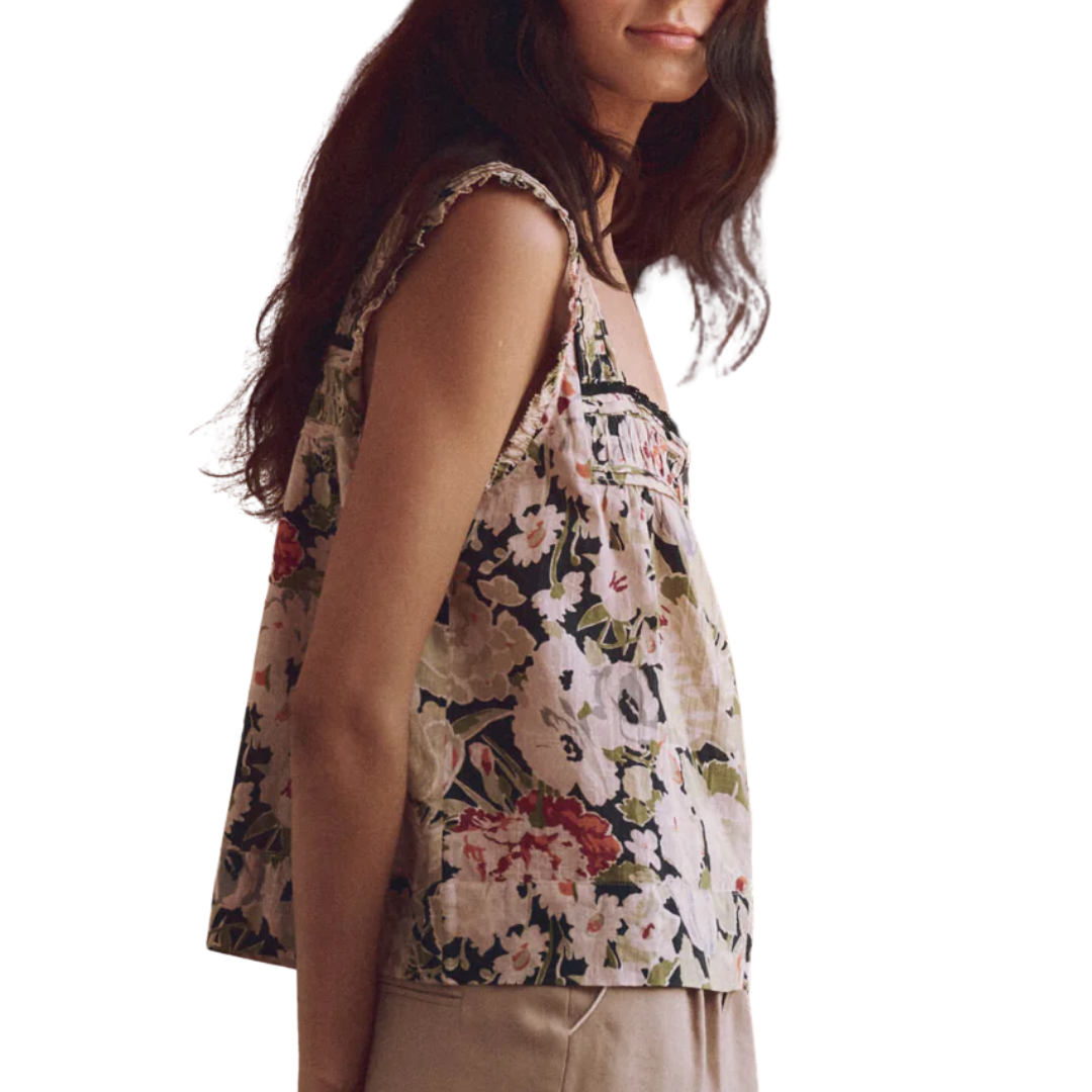 The Victorian Pleat Tank in Vintage Rose Print
