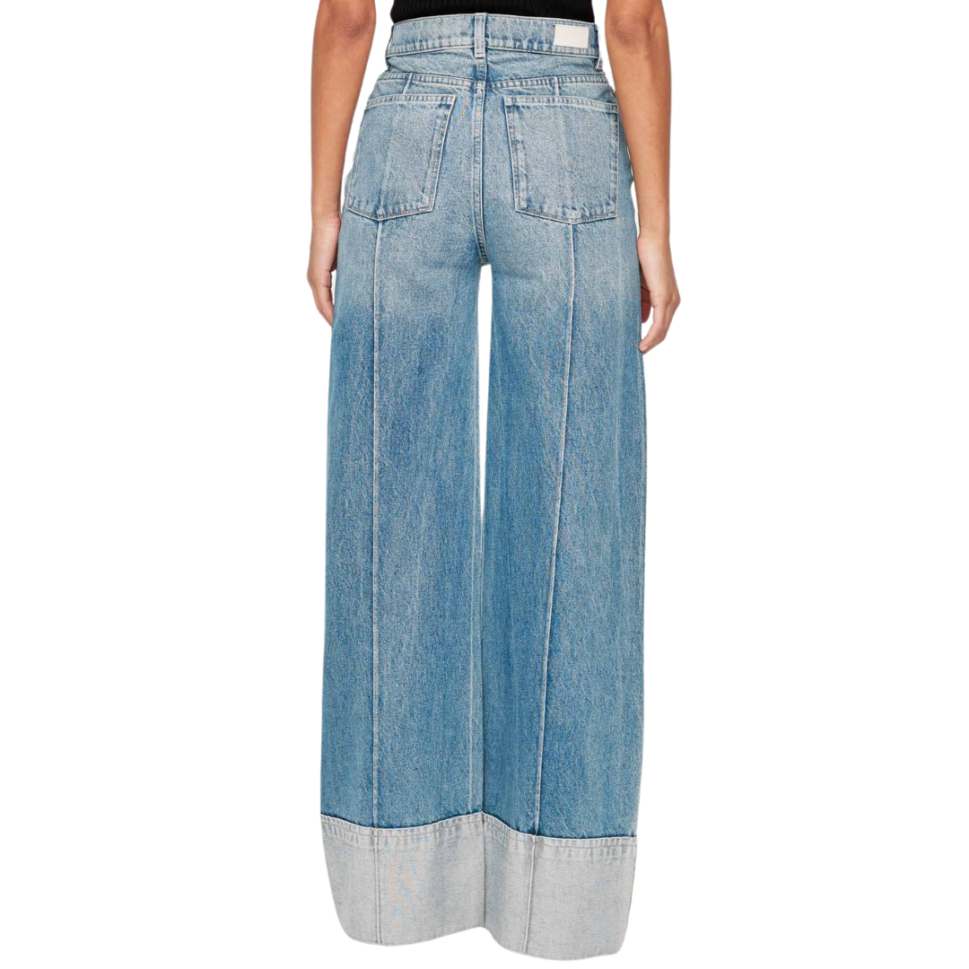 Hepburn Wide Leg High Rise 32" Jeans in Springdale Cuffed