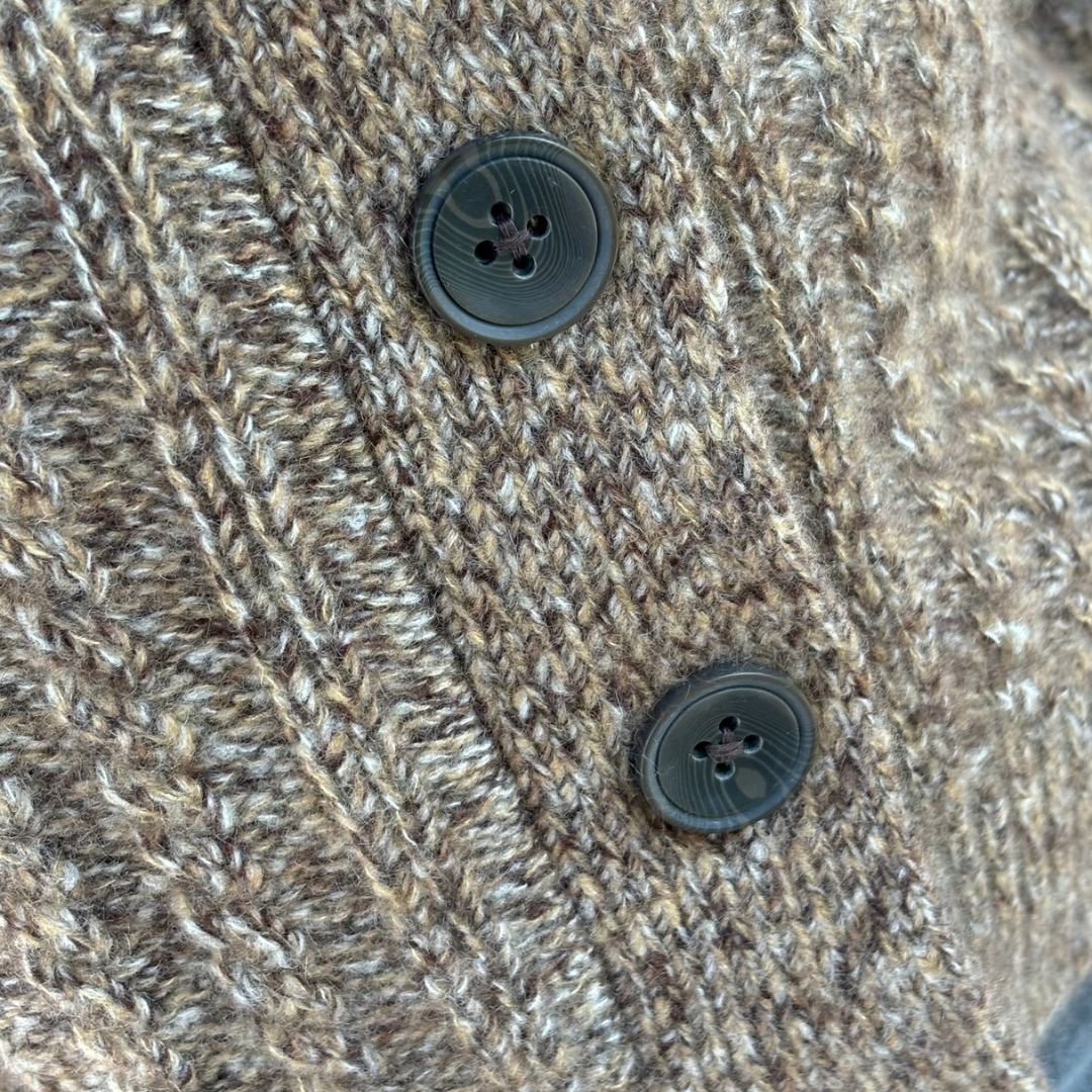 Cropped Boxy Cable Cardigan in Brownstone