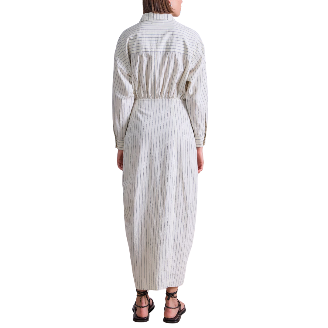 Alessandra Sarong Shirt Dress in Pina Stripes Cream & Navy
