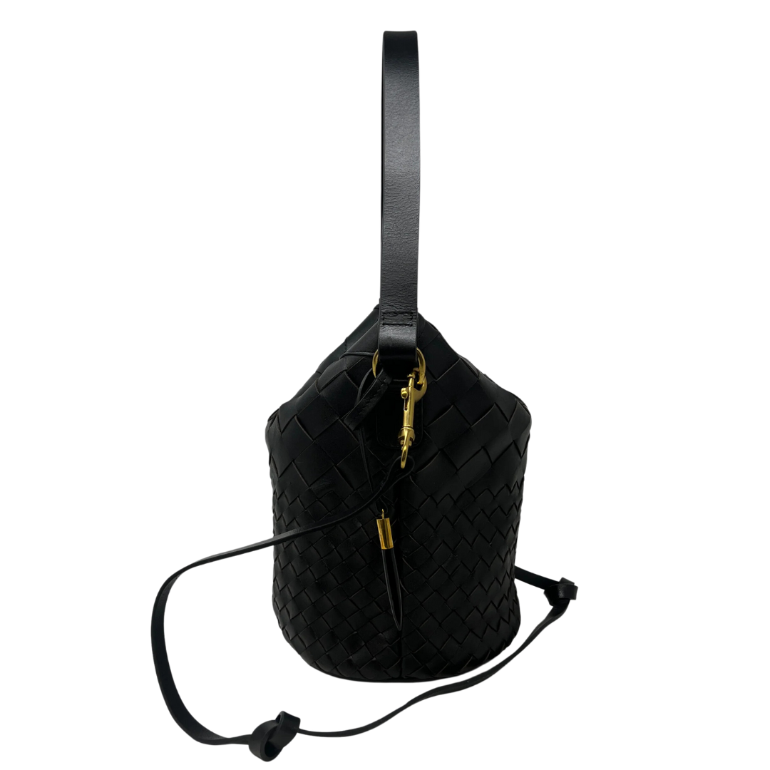 Richmond Bucket Bag in Black Threaded Weave