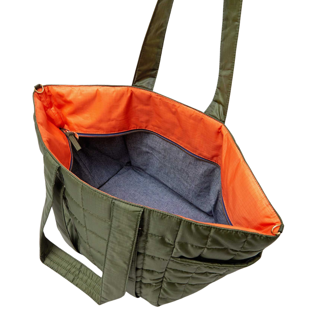 Le Box Tote Sportif in Army Quilted Ripstop