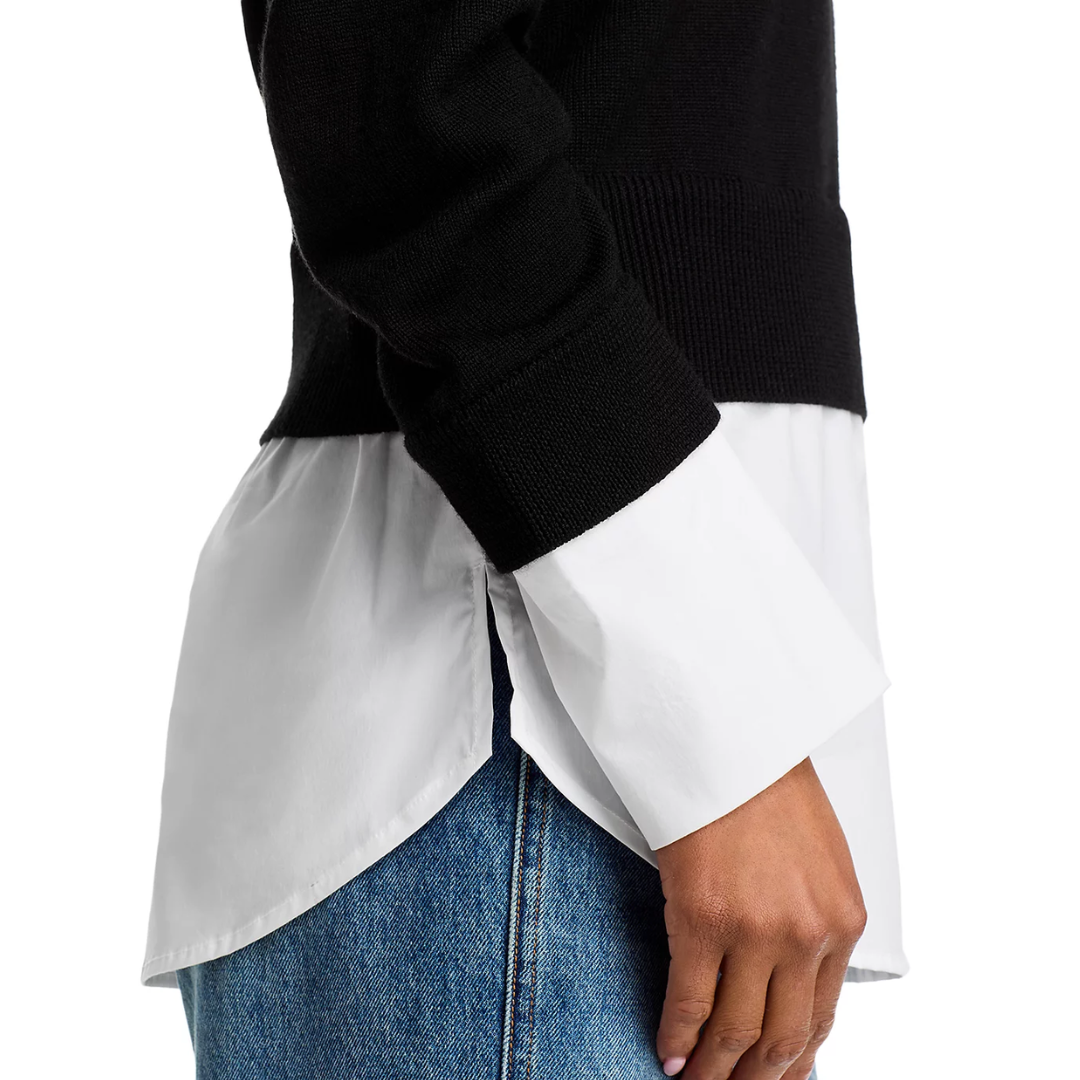 Amirah Mixed Media Sweater in Black