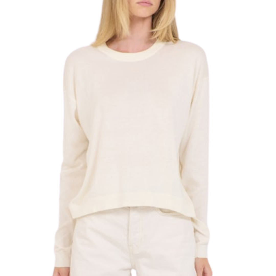 Sloane Cotton Boxy Pullover in Ivory