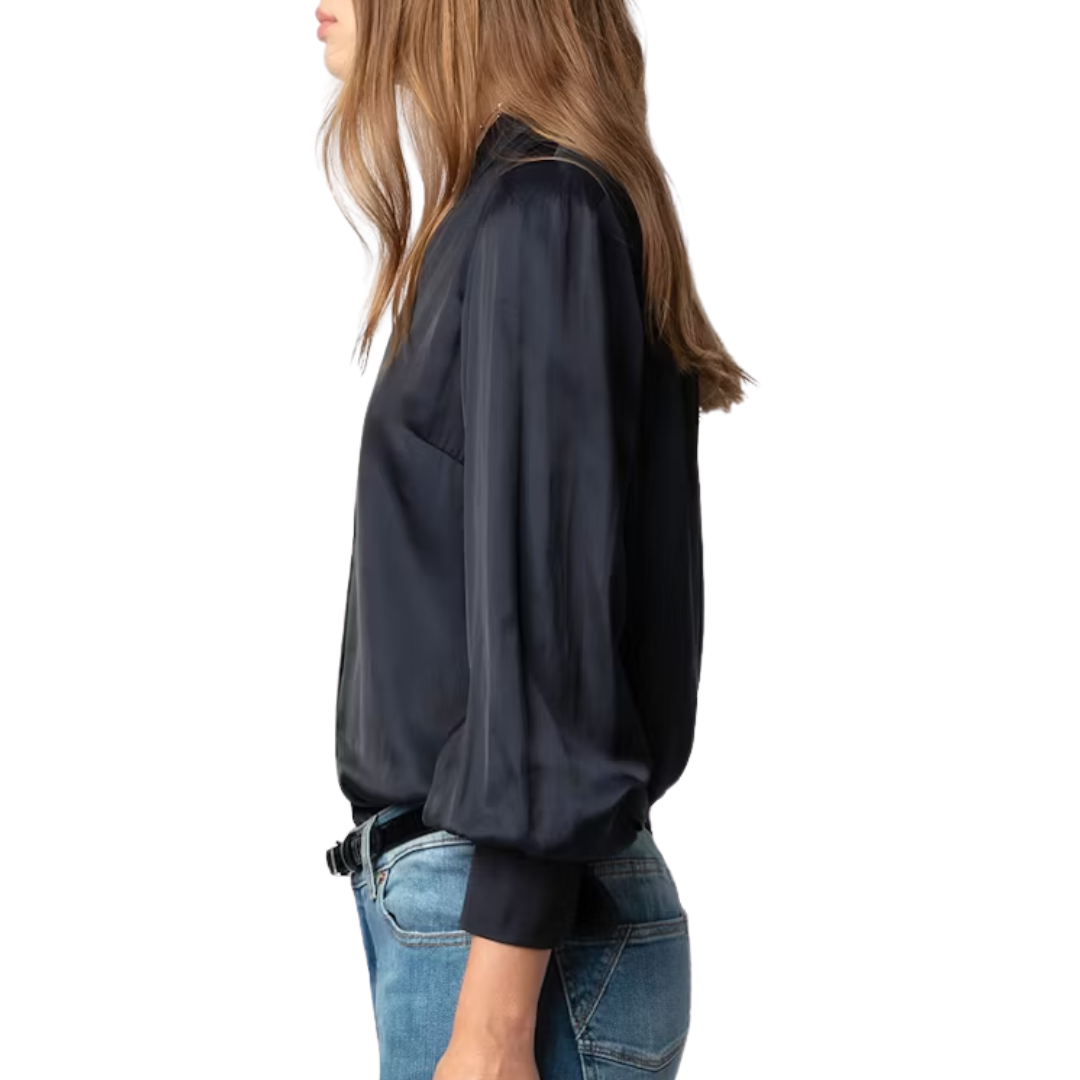 Tinous Satin Shirt in Encre
