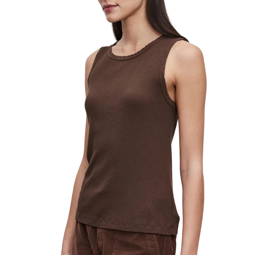 Maxie Ribbed Tank Top in Bark