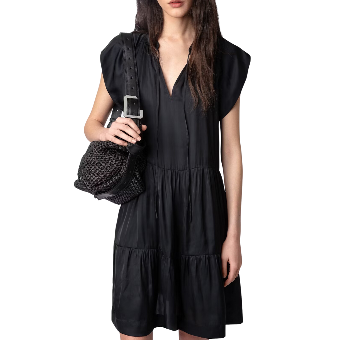 Rito Satin Dress in Noir
