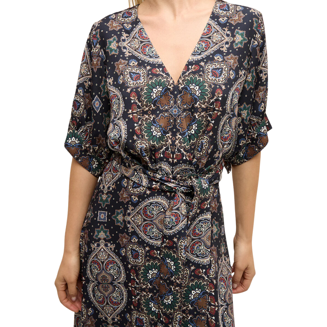 Wyatt Kaleidoscope-Print Dress in Navy Multi