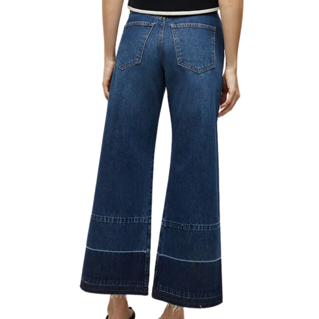 Taylor Released Hem Cropped Wide-Leg Jean in Bright Blue