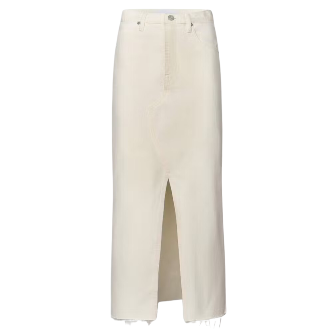 The Midaxi Skirt Angled Seam Raw After in Ecru