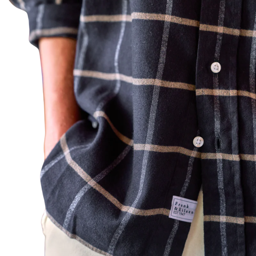 Shirley in Italian Flannel Black with Camel Windowpane