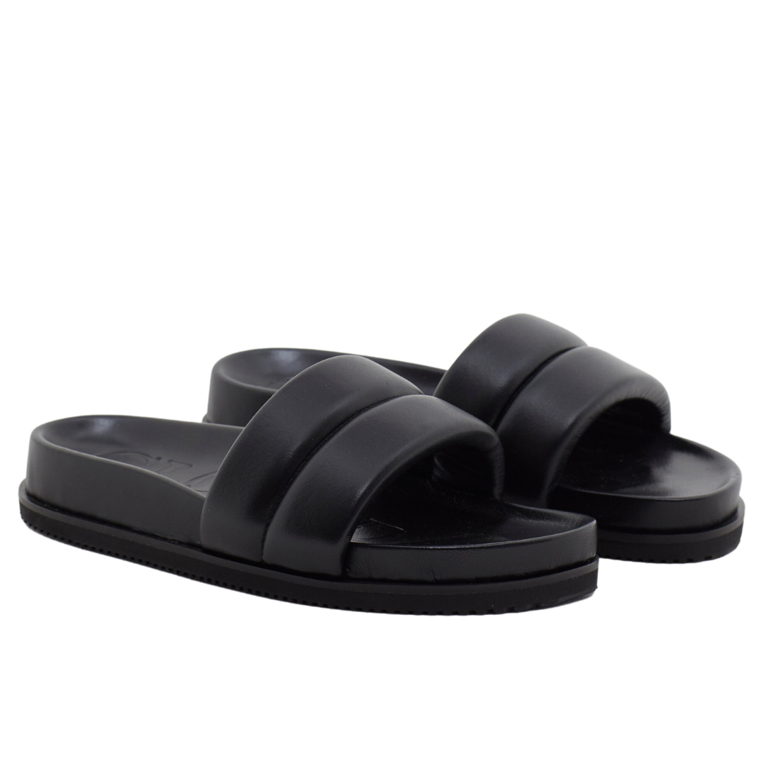 Leather Slippers in Black