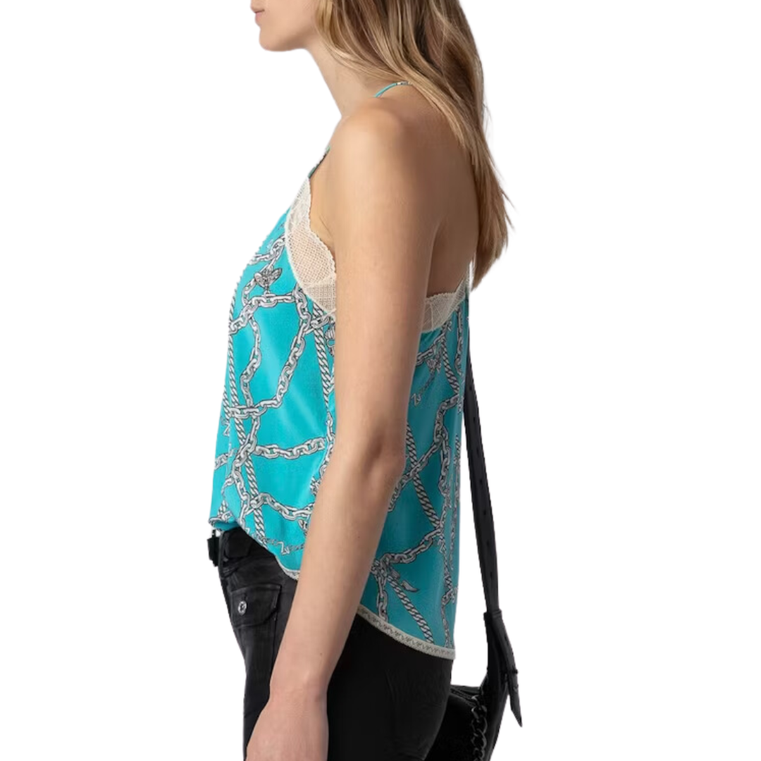 Christy Silk Camisole in Aqua
