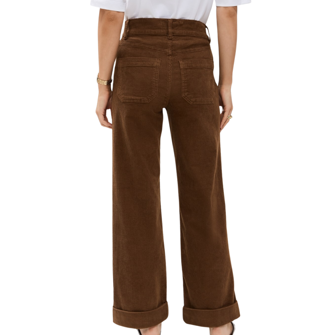 70's Cropped Wide Leg Corduroy in Toast