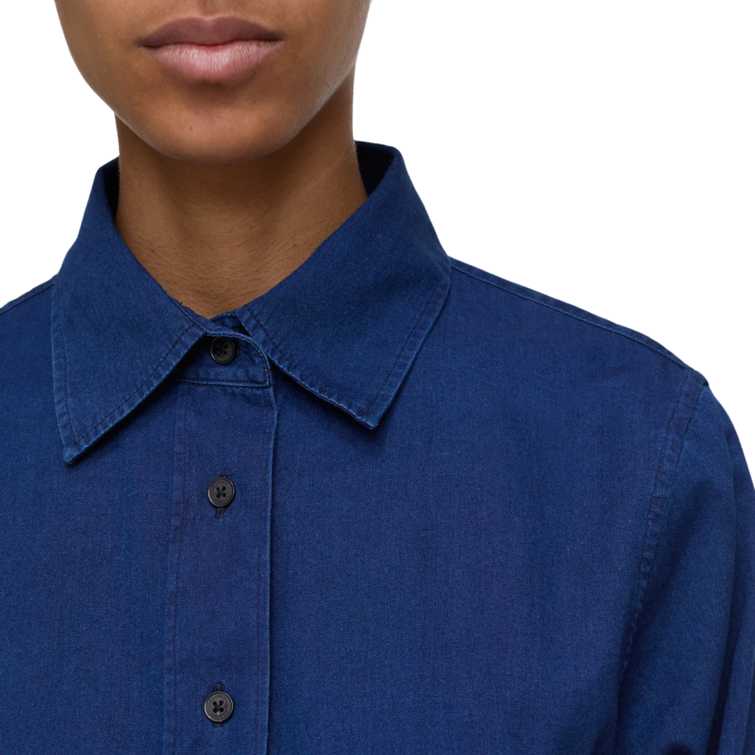 Short Denim Shirt in Dark Blue