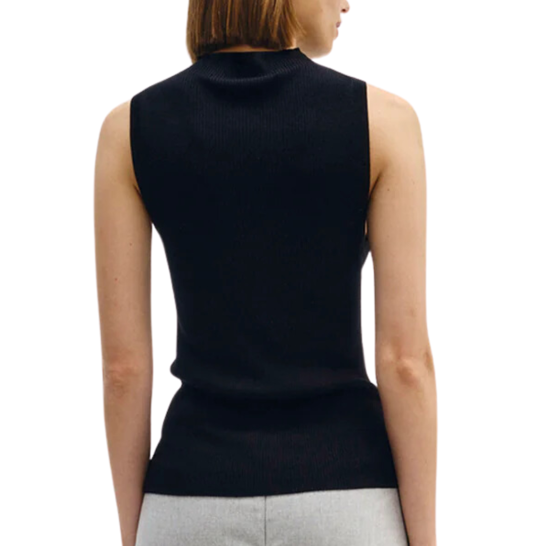 Silk Sweater Layering Mockneck in Black