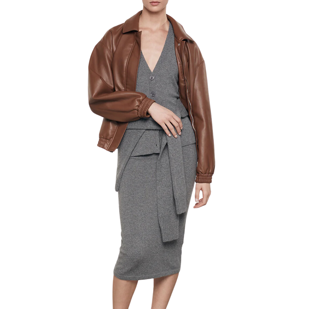 Cashmere V-Neck Halter Cardigan in Thunder