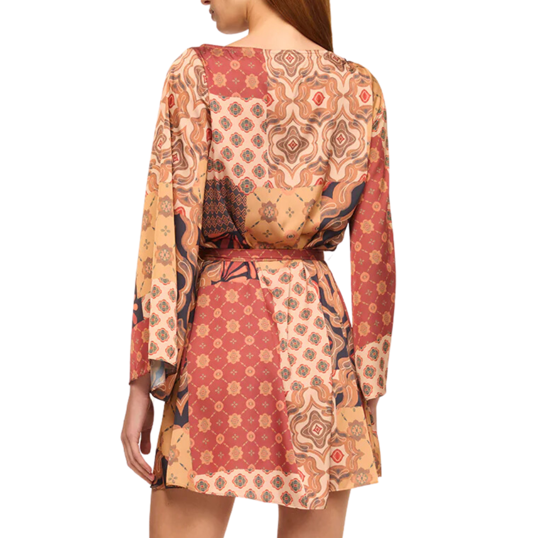 Twiggy Dress in Surreal Patchwork Satin