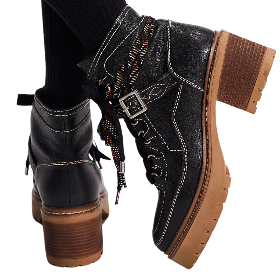 Jasper Hiker Ankle Boots in Victorian Black Leather