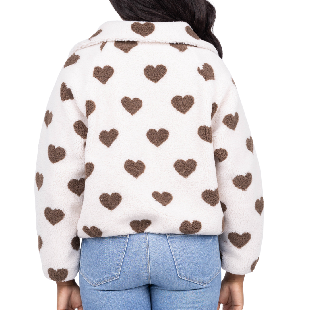 Hearts Jacket with Lining in Brown