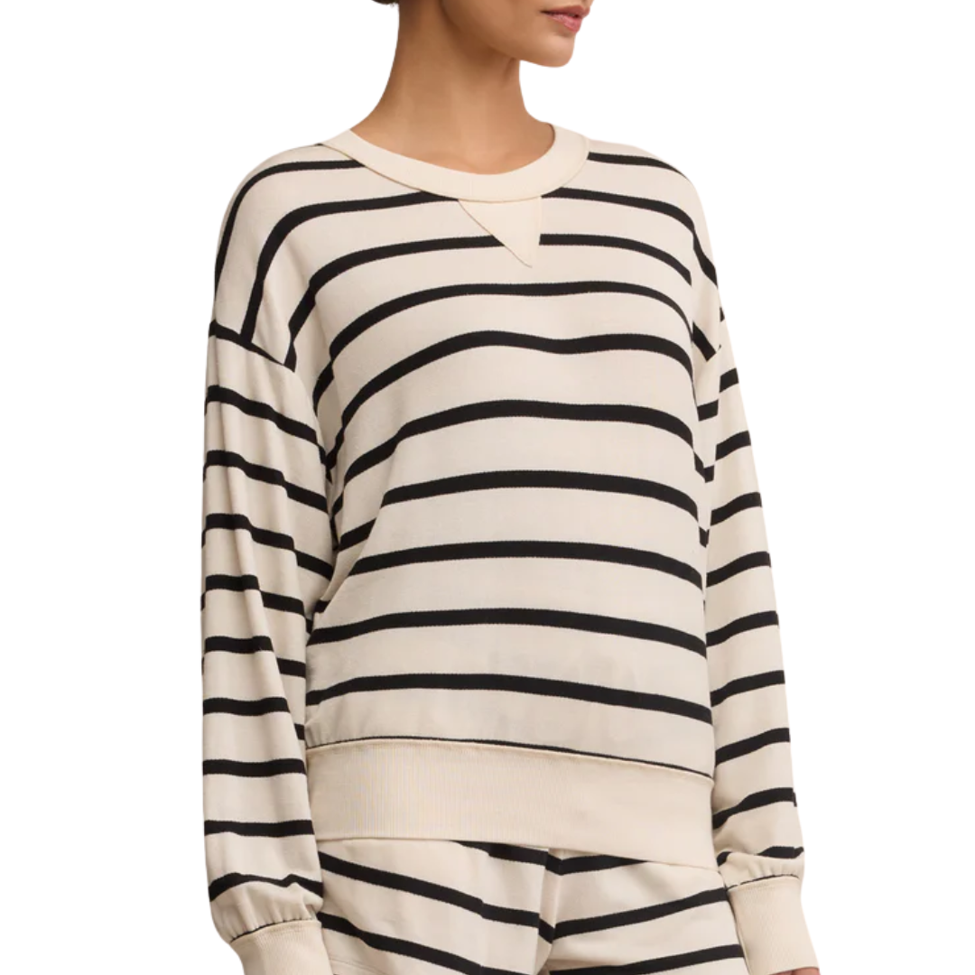 Stand Out Striped Sweatshirt in Crystal