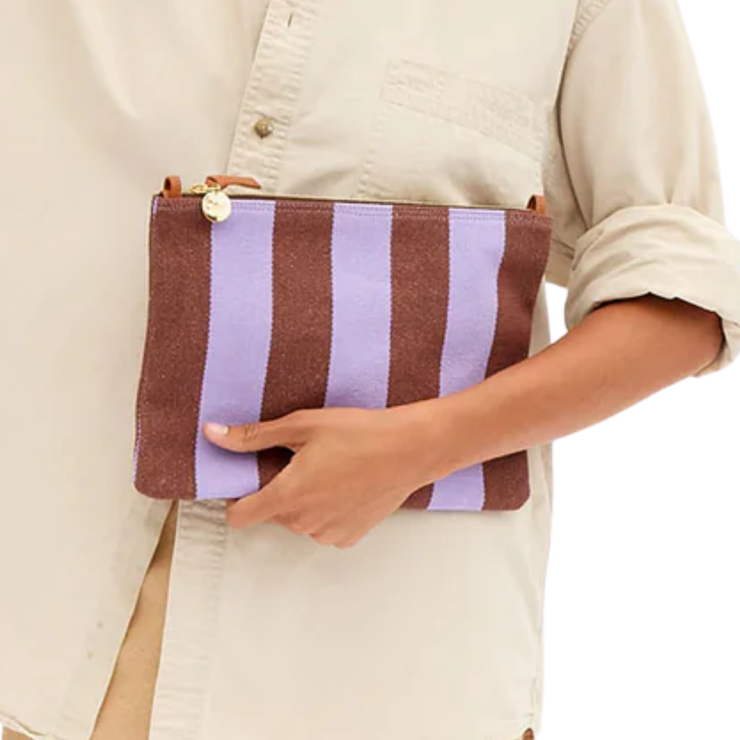 Flat Clutch with Tabs in Jacaranda/Hazelnut