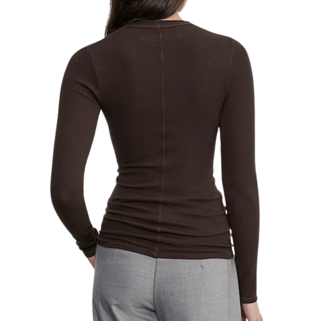 Silk Rib L/S U in Coffee Bean