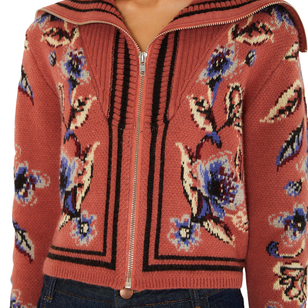 Floral Beauty Tapestry Cardigan in Blush Pink