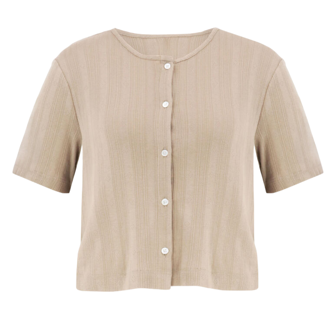 Marion Short Sleeve Cardigan in Khaki