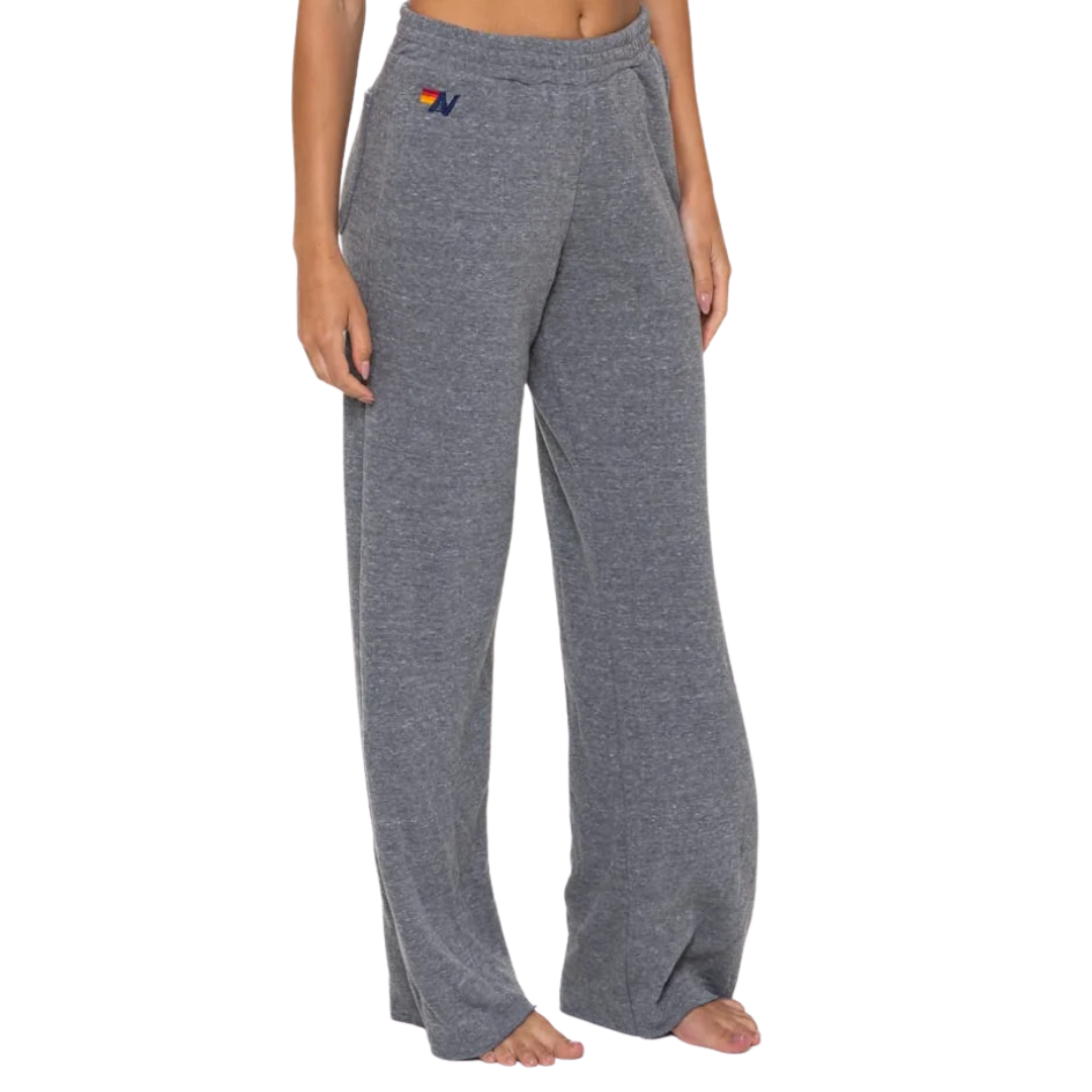5 Stripe Wide Leg Pocket Sweatpants in Heather Grey