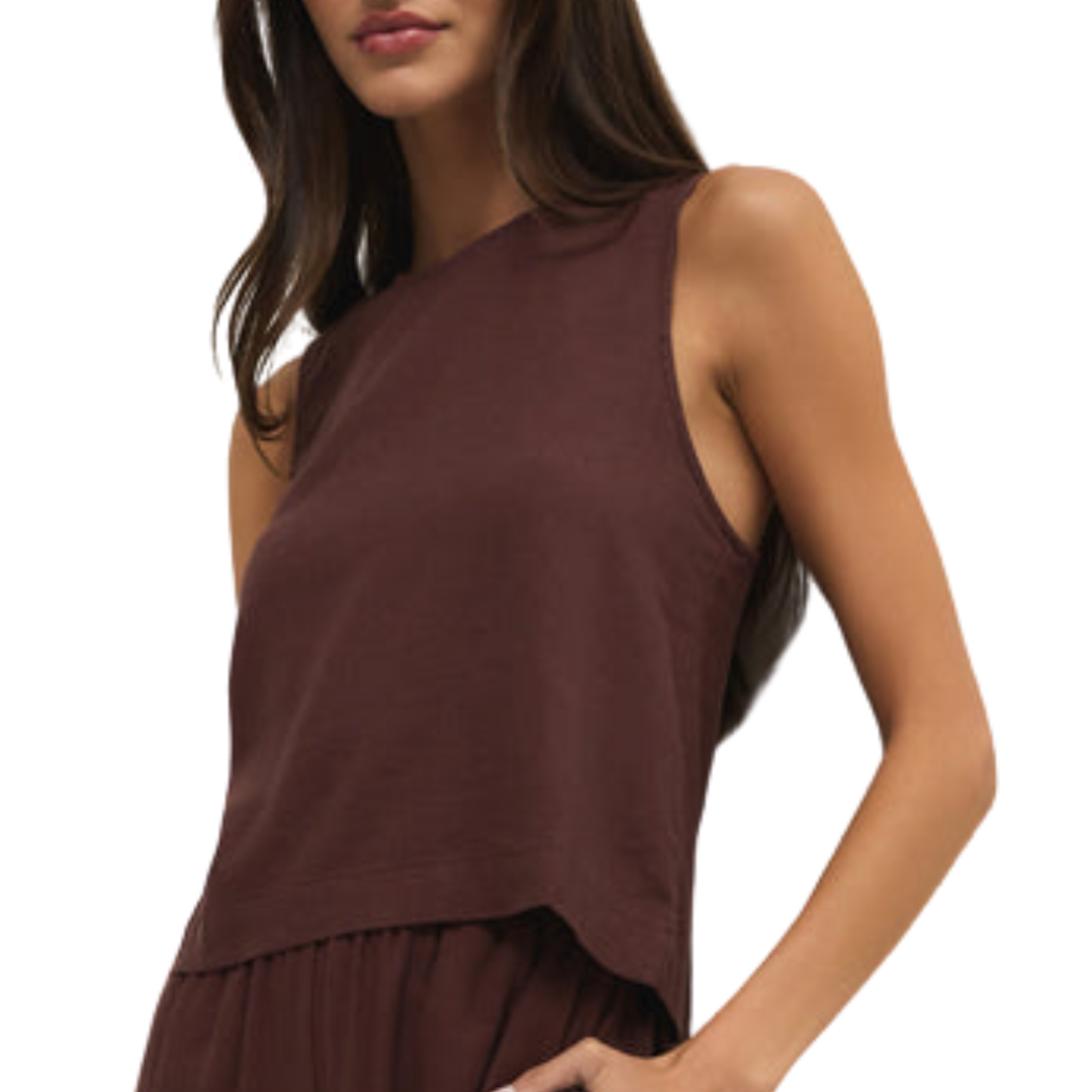 Z Supply Sloane Linen Top in Chocolate Cherry