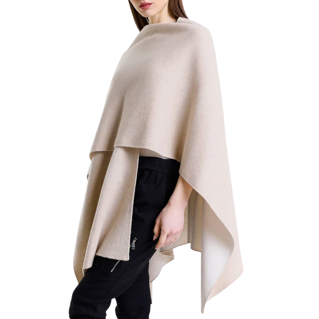 Kiersten Reversible Wrap in Taupe/Cream