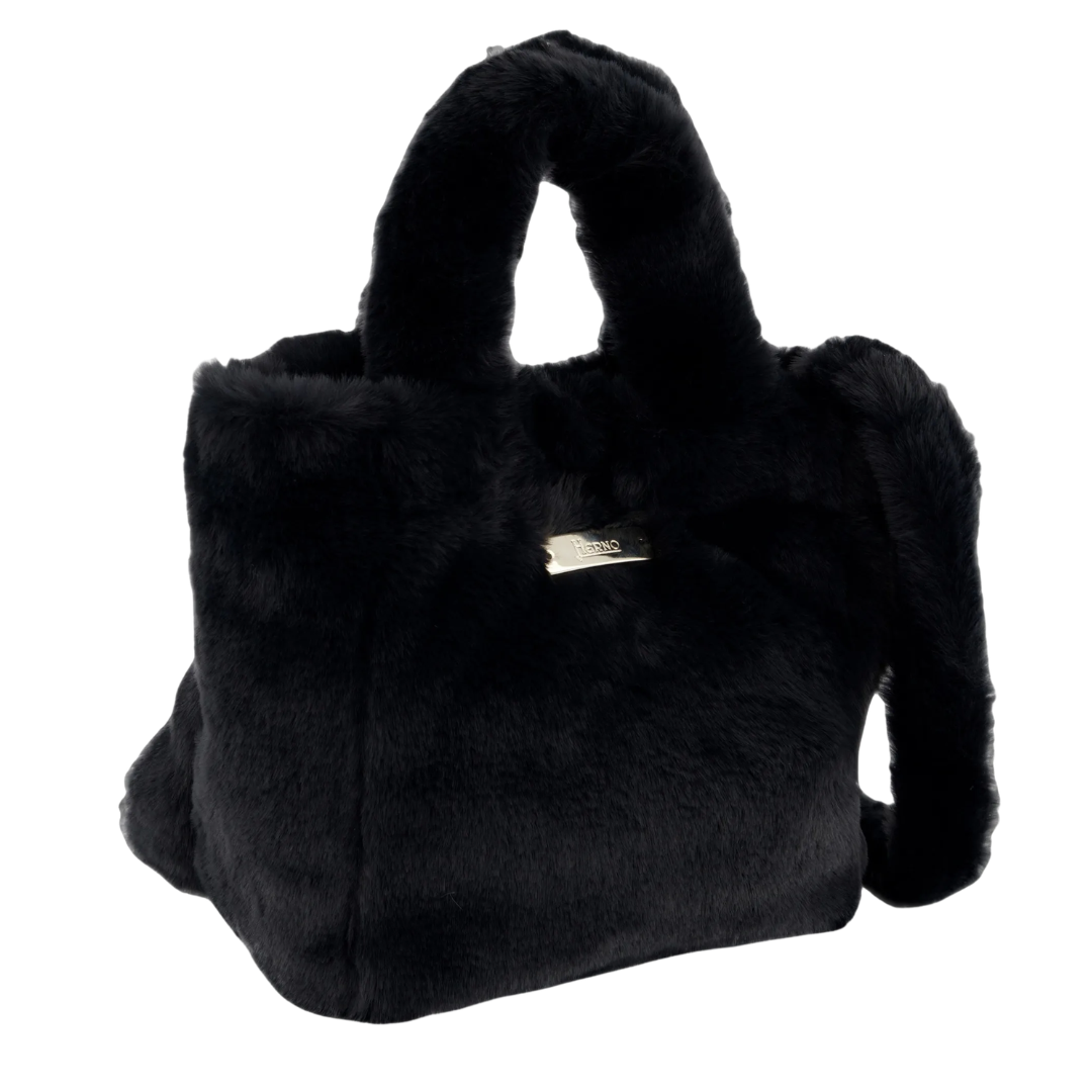 Bag in Soft Alternative Fur and Nylon Chamonix in Black