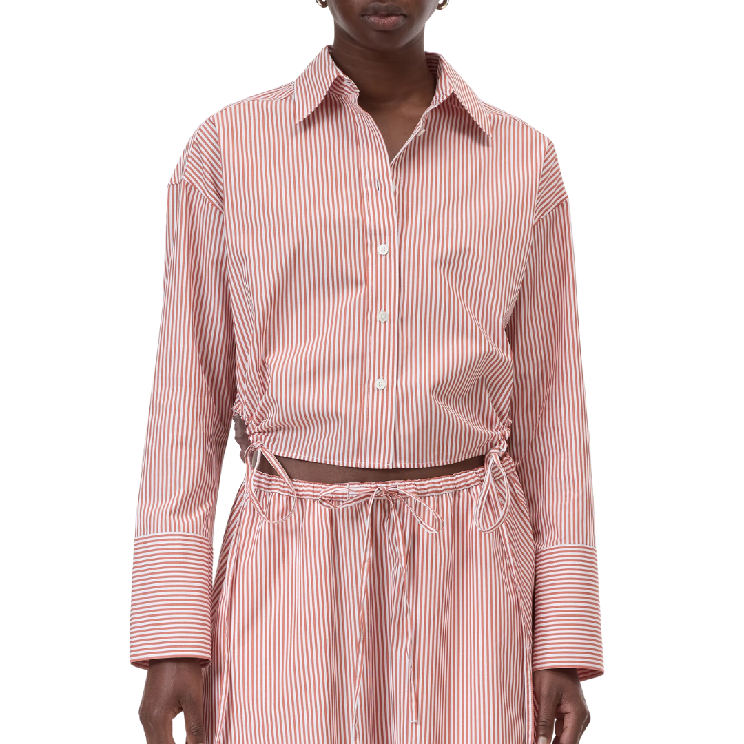 Gathered Shirt in Brick Red