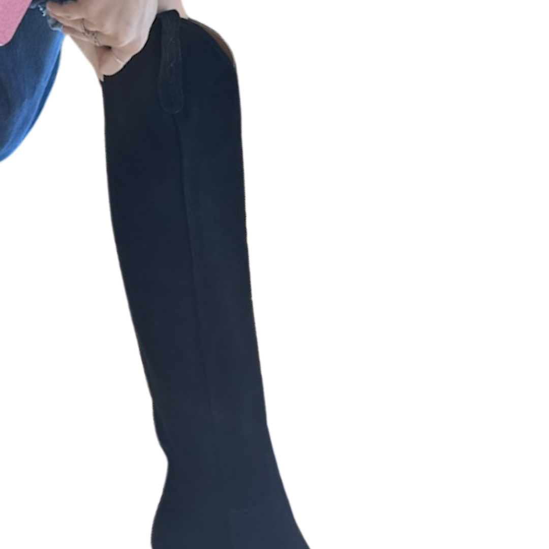Suede Knee Boots in Black