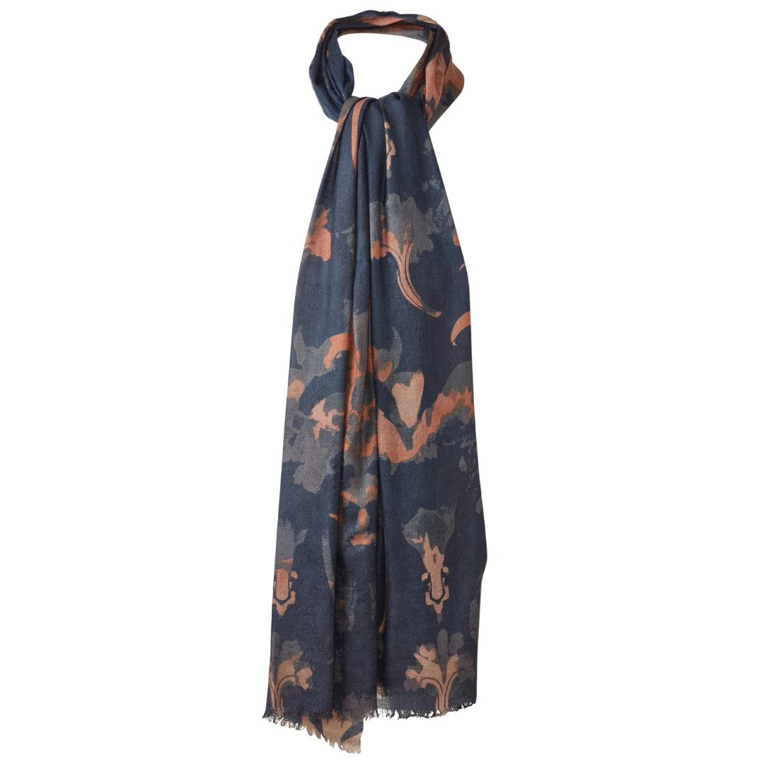Tapestry Print Scarf in Navy