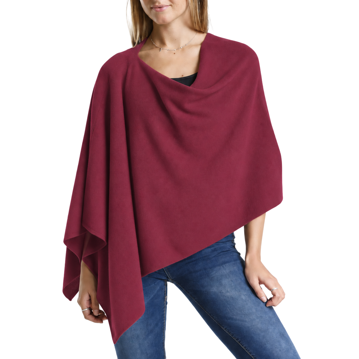 Cashmere Ruana in Merlot