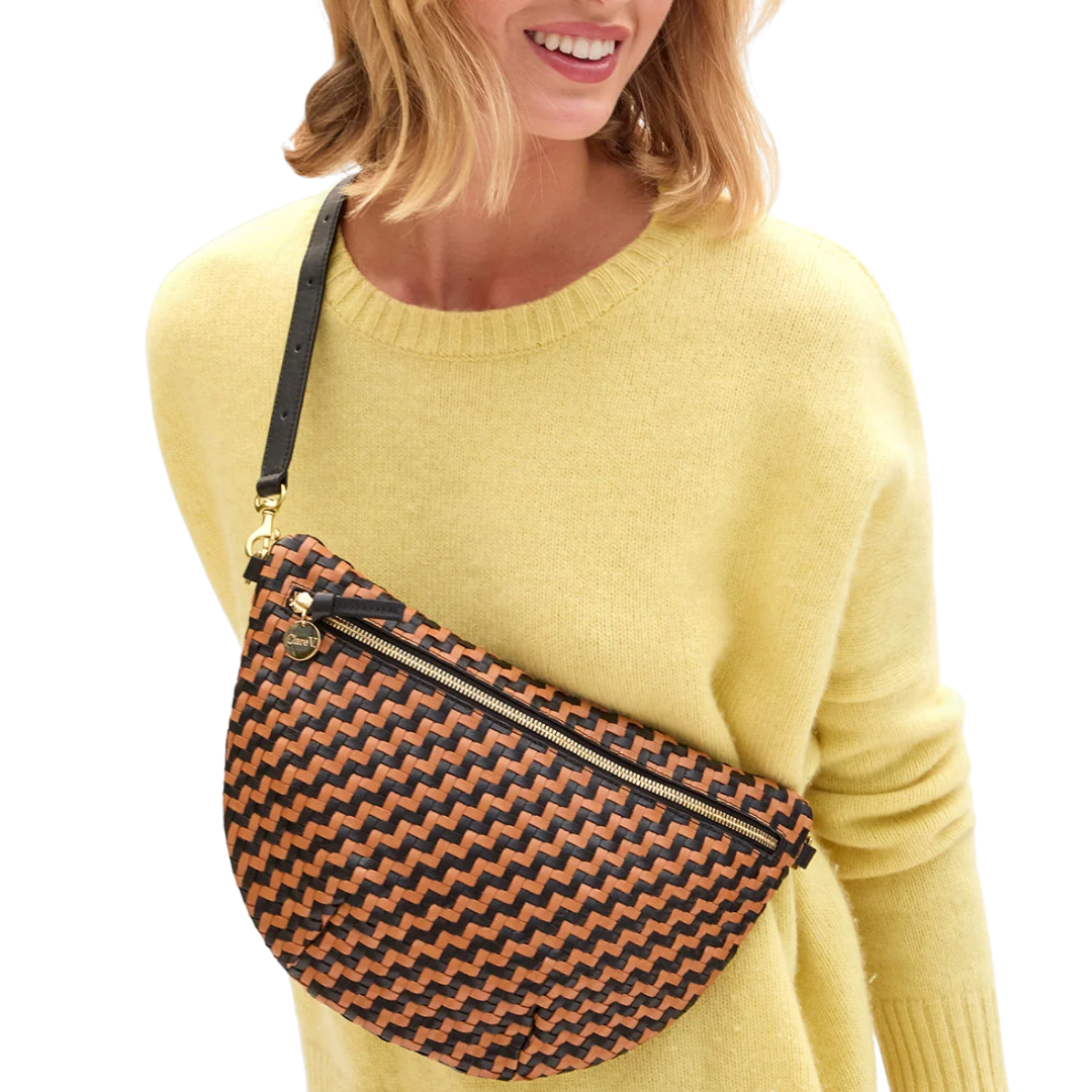 Grande Fanny in Black/Natural Woven Zig-Zag